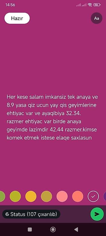 qis donlari: Elan: Uşaqlar və qadın geyimləri üçün yardım axtarışı Məzmun: - 8-9 — 1