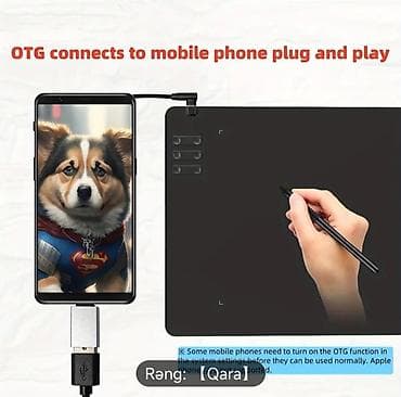 Kompüter, noutbuk və planşetlər: Qrafik rəsm tableti və stylus qələmi – Qara rəng Xüsusiyyətlər: - — 7