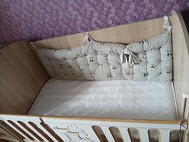 детские кроватки с комодом: Для девочки и мальчика, Четырехугольная, Колыбель, С бортиками, С матрасом, Без механизма качания — 4