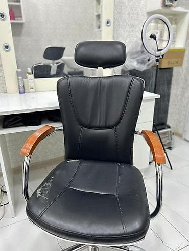 kolbasa uzluyu: Bərbər/kosmetologiya üçün tənzimlənən kreslo - Material: qara süni — 1