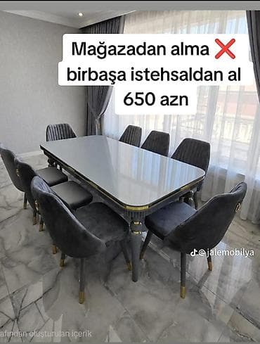 Qonaq otağı üçün, Yeni, Açılan, Dördbucaq masa, 6 stul lalafo.az -da Qonaq otağı üçün, Yeni, Açılan, Dördbucaq masa, 6 stul