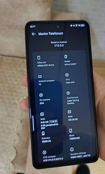 samsung a 5 ekran: Infinix Note 40 Pro, 256 GB, rəng - Göy, Sensor — 9