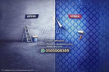 Peşəkar malyar və oboy ustası xidməti - Evlərin, ofislərin və lalafo.az -da Peşəkar malyar və oboy ustası xidməti - Evlərin, ofislərin və