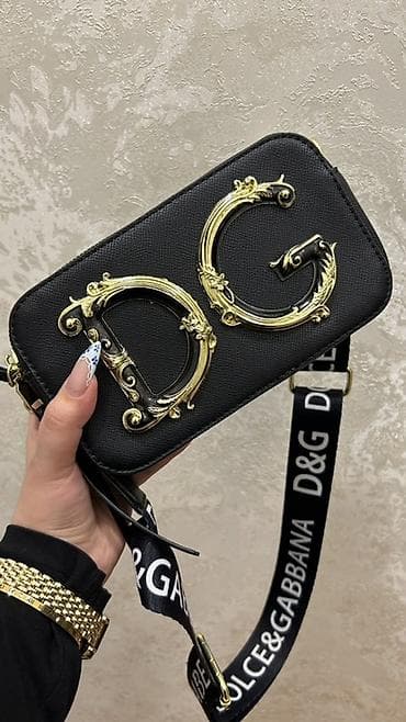 qızıl top: D&G loqolu çiyin çantası - Rəng: qara - Material: teksturalı — 2