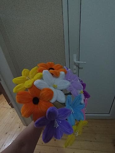 ev şəkli: Məhsul: Rəngarəng dekorativ süni çiçəklər dəsti - Əl işi dekor — 3