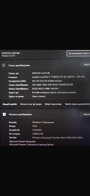 ps4 aksesuar: • Model: Acer Predator Helios 300 G3-571 • Prosessor: Intel Core — 6