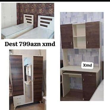 Uşaq/yeniyetmə otağı üçün dəst mebel. Tərkibi: - 2 ədəd tək çarpayı