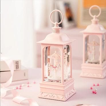 masaustu saatlar: Karusel temalı dekorativ led fənər - Rəng: pastel çəhrayı - Dizayn — 3