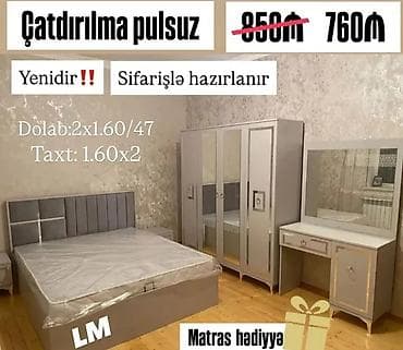 Yataq otağı dəsti – sifarişlə hazırlanır. Komplektə daxildir: - Taxt