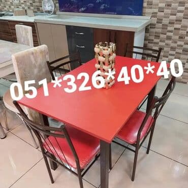 stol və stul dəstləri: Yeni, Dördbucaq masa, 4 stul, Açılmayan, Stullar ilə, Metal, Azərbaycan — 29
