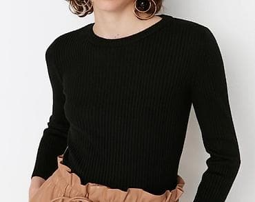 stringer alt paltarı: Qadın sviteri – qara rəng, dar bədənə oturan kəsim - Material — 1