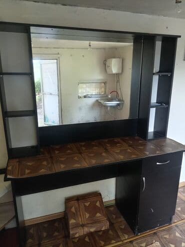 cay evi ucun divanlar: Bərbər/kosmetologiya üçün dəst: - Böyük güzgülü iş stolu: qara rəngli — 4