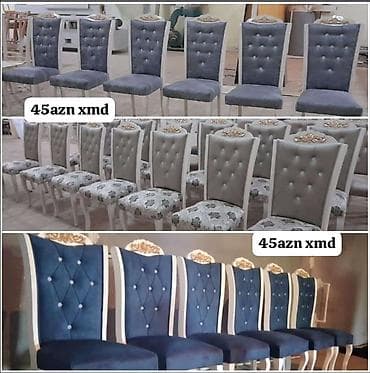 Klassik üslubda yumşaq oturacaqlı yemək otağı stulları. - Rənglər