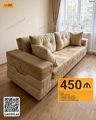 krep parca: Divan – La Mini (Kod: 6200) - Ölçü: 230 sm - Mexanizm: açılan, bazalı — 1