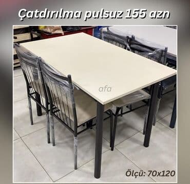 stul ev ucun: Mətbəx üçün, Açılmayan, Dördbucaq masa, 4 stul — 1