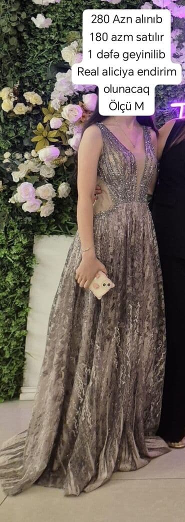 купить вечернее платье в баку: ENDİRİM OLUNDU 150 AZM SATILIR!! 280 Azn alınıb 1 defe toya — 2