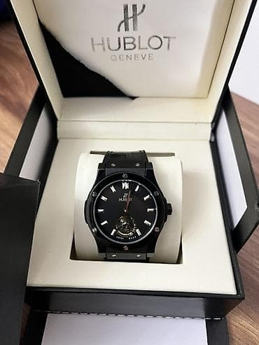sensor saatlar: Hublot Geneve kişi qol saatı – qara rəngli, zərif dizayn Orginal — 2
