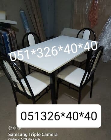 Masa və oturacaq dəstləri: Qonaq otağı üçün, Yeni, Açılan, Dördbucaq masa, 4 stul — 10