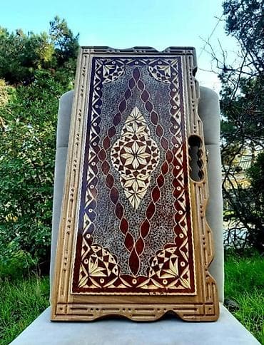 nərd taxta: Əl işi olan bu taxta nərd dəsti özünəməxsus oyma naxışları ilə — 8