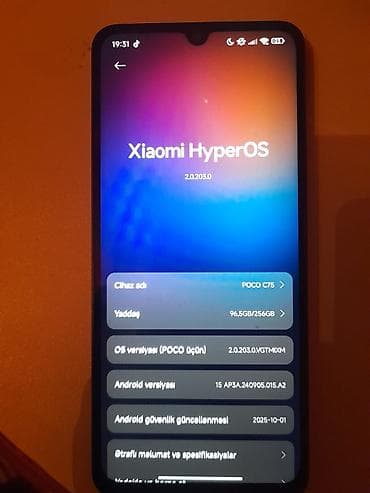 telefon redmi note 10: Poco C75, 256 GB, rəng - Qara, Sensor — 3