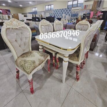 ders masaları: Qonaq otağı üçün, Yeni, Açılan, Dördbucaq masa, 6 stul — 5