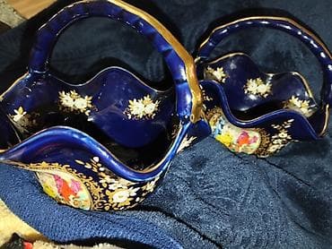 taxta sebet: Məhsul: 2 ədəd dekorativ porselen səbət - Material: Porselen/keramika — 1