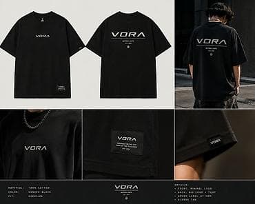futbolka: VORA brendinin qara streetwear kolleksiyası Məhsullar: - Oversize — 2