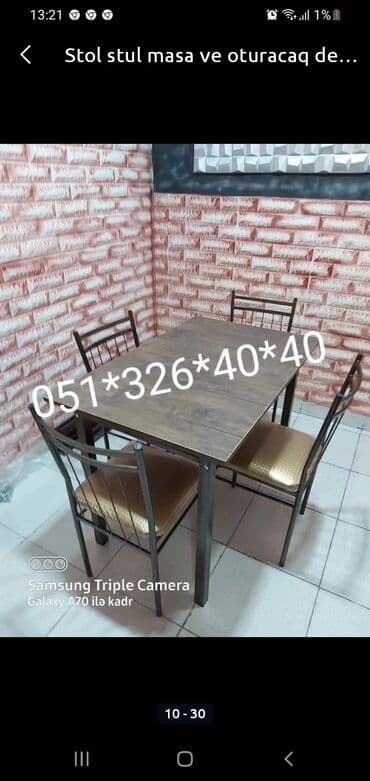 Masa və oturacaq dəstləri: Qonaq otağı üçün, Yeni, Açılan, Dördbucaq masa, 2 stul — 24