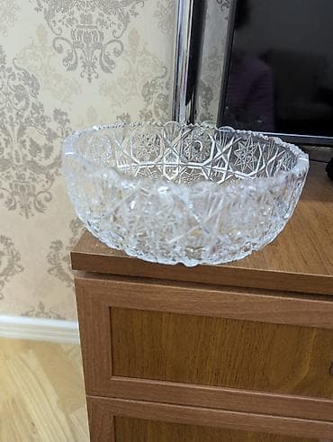 Kəsimli şüşə/bohem tipli kristal qab - Material: qalın, şəffaf — 1