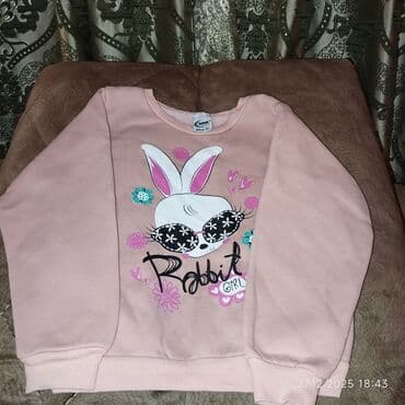 Uşaq üçün uzunqoll svitşot - Rəng: açıq çəhrayı - Ön hissədə çap