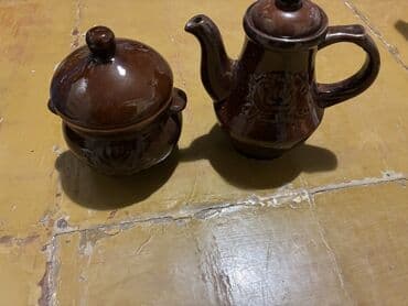 набор инструментов: Чайный набор, цвет - Коричневый, Керамика, СССР — 2