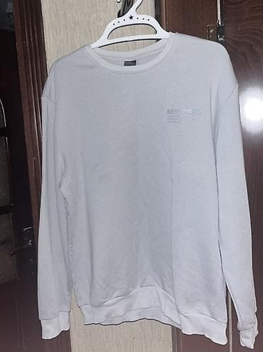 Мужская одежда: - Məhsul: Unisex uzunqol sweatşört - Rəng: Açıq boz - Dizayn — 1