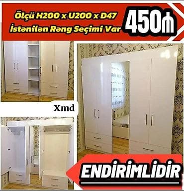 şezlonq nədir: 4 qapılı, Güzgülü, Ağ, Açılan, Düz dolab — 1