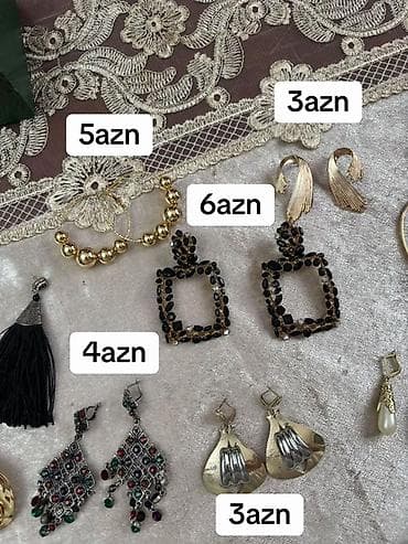 bil: Bijuteriya dəsti – müxtəlif modellər - Sırğalar: - Qara püsküllü — 2