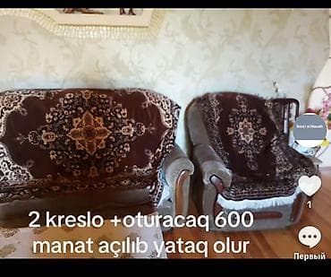 İşlənmiş, Di̇van-kravat, 2 kreslo, Açılan