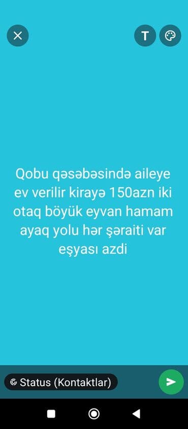 kiraye evler 100 azn bakida: 82 kv. m, 9 otaq, Qaz, İşıq, Su — 1