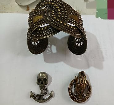 bilək: Metal aksesuarlar dəsti - Bileklik: Qalın metal manşet tipli, antik — 1