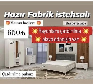 Yataq otağı dəsti – cəmi 759₼ Dəst tərkibi: - Taxt (200×160 sm) — 7