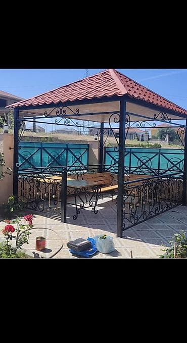 Bağ çətirləri: Metall konstruksiyalı bağ çardağı - Material: qalın profilli metal — 1