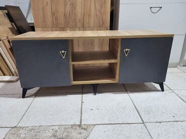 ТВ стенды: Новый, Прямой ТВ стенд, С полками, Ламинат — 6