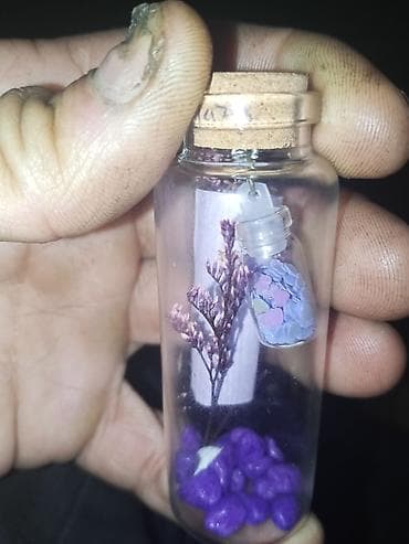 ay dekor: Şüşə flakon içində mini dekorativ kompozisiya - Material: şəffaf şüşə — 1