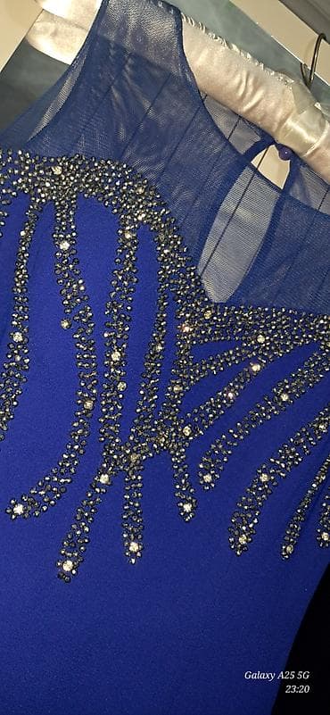 biserli paltar modelleri: Zərif axşam/libas - Rəng: parlaq kobalt mavi - Model: ayaqda açılan — 3