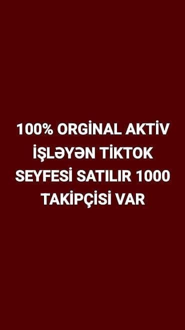 Aktiv işləyən TikTok səhifəsi satılır. Xüsusiyyətlər: - 100% orijinal — 1