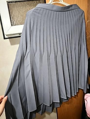 Ətəklər: Boz rəngdə plisəli ətək Razmer : 48 beden 4 xl - Model: asimmetrik — 1