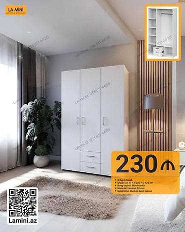3 qapılı dolab - Ölçülər: D 47 × H 200 × U 120 sm - Material: 18 mm — 1