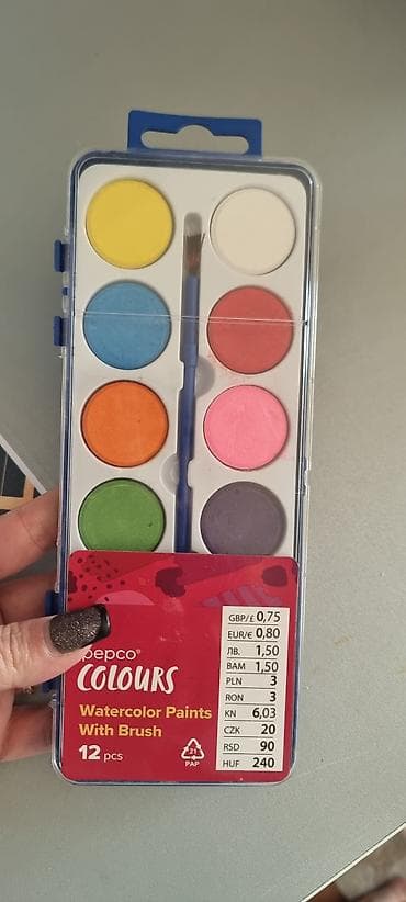 pişiy satışı: Pepco Colours akvarel dəsti – fırça ilə - 12 rəngdən ibarət akvarel — 1