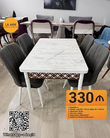 kuxna masa: Mətbəx üçün, Açılan, Dördbucaq masa, 4 stul — 1