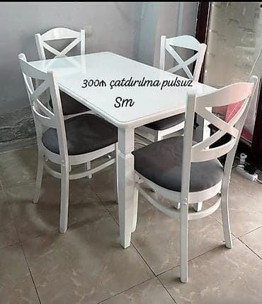 Mətbəx üçün, Yeni, Açılmayan, Dördbucaq masa, 4 stul