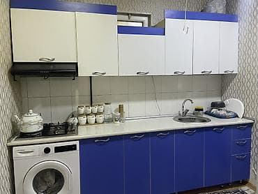 erato kombi: Mətbəx mebeli dəsti - Rəng: ağ və mavi kombinasiya, gümüşü tutacaqlar — 2