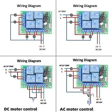 taxda qapl: 433Mhz Universal Simsiz Uzaqdan İdarəetmə AC110V 220V Röle 4CH Modul — 3
